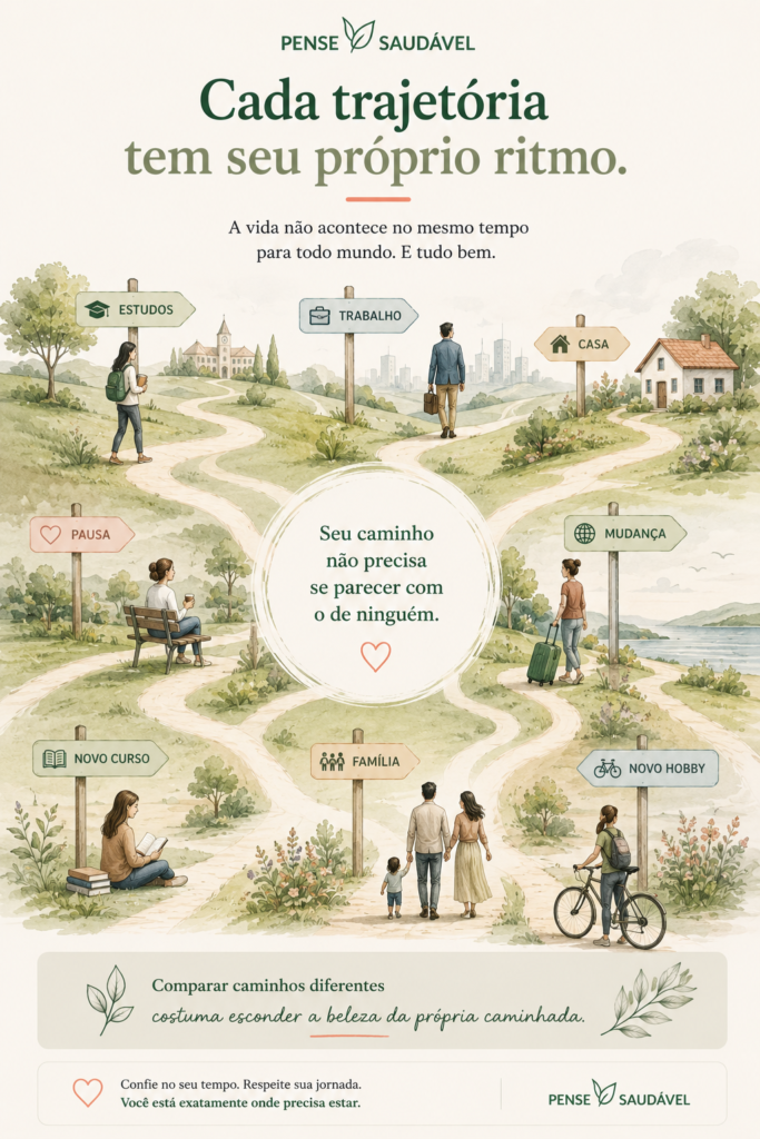 Ilustração conceitual sobre comparação e diferentes caminhos de vida.
