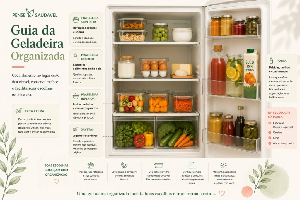 Guia ilustrado sobre como organizar a geladeira